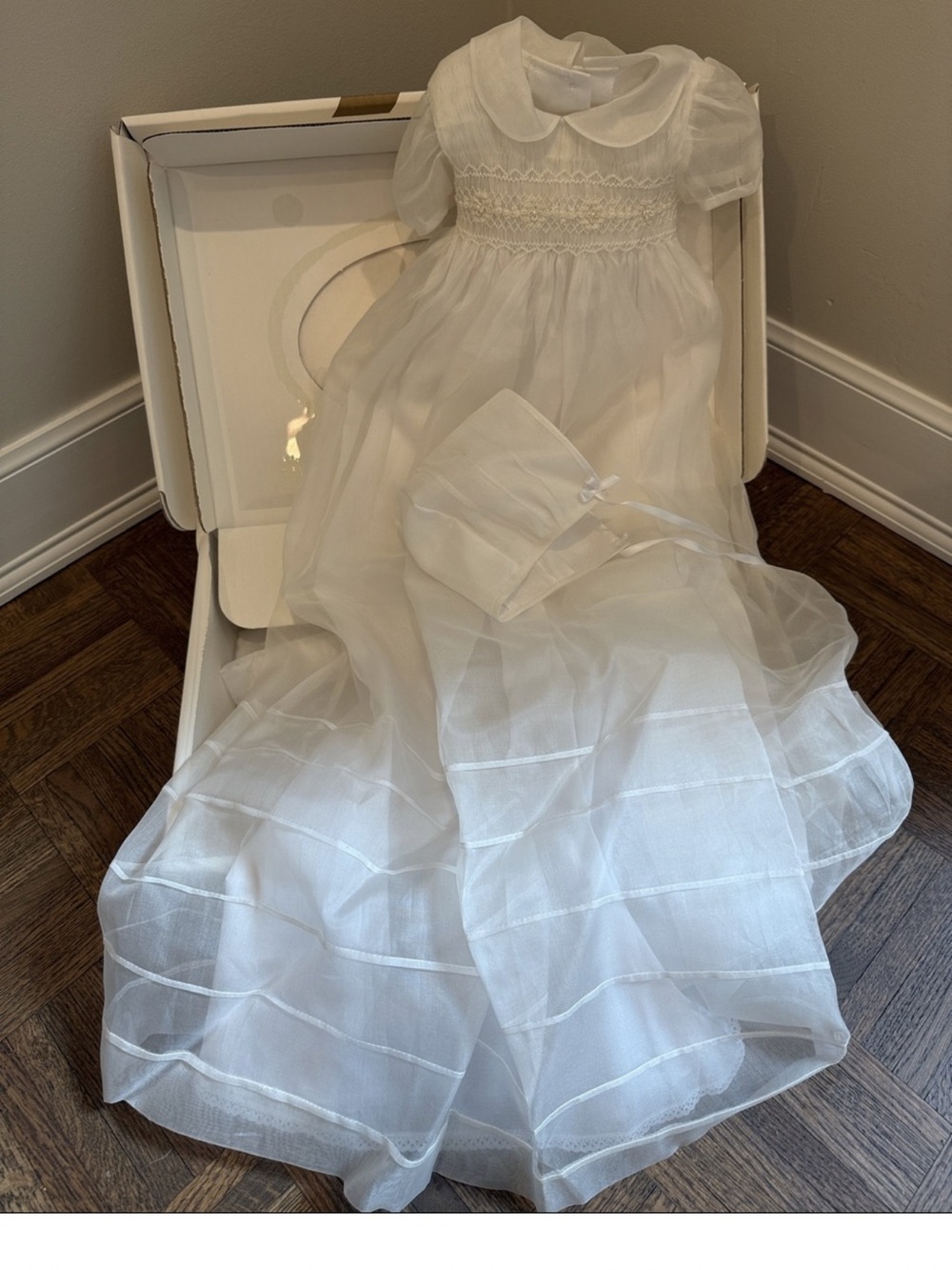 Baby’s  Vintage Christening Gown and Bonnet Set - and Preservation Box